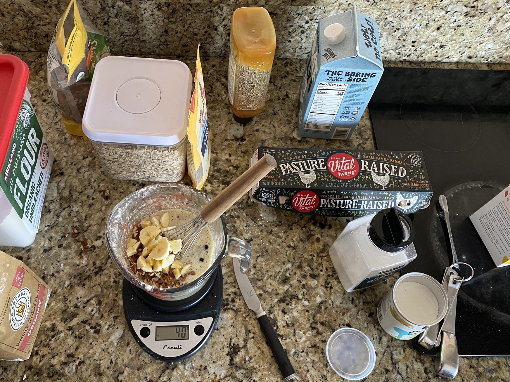 Measuring cup and the array of ingredients